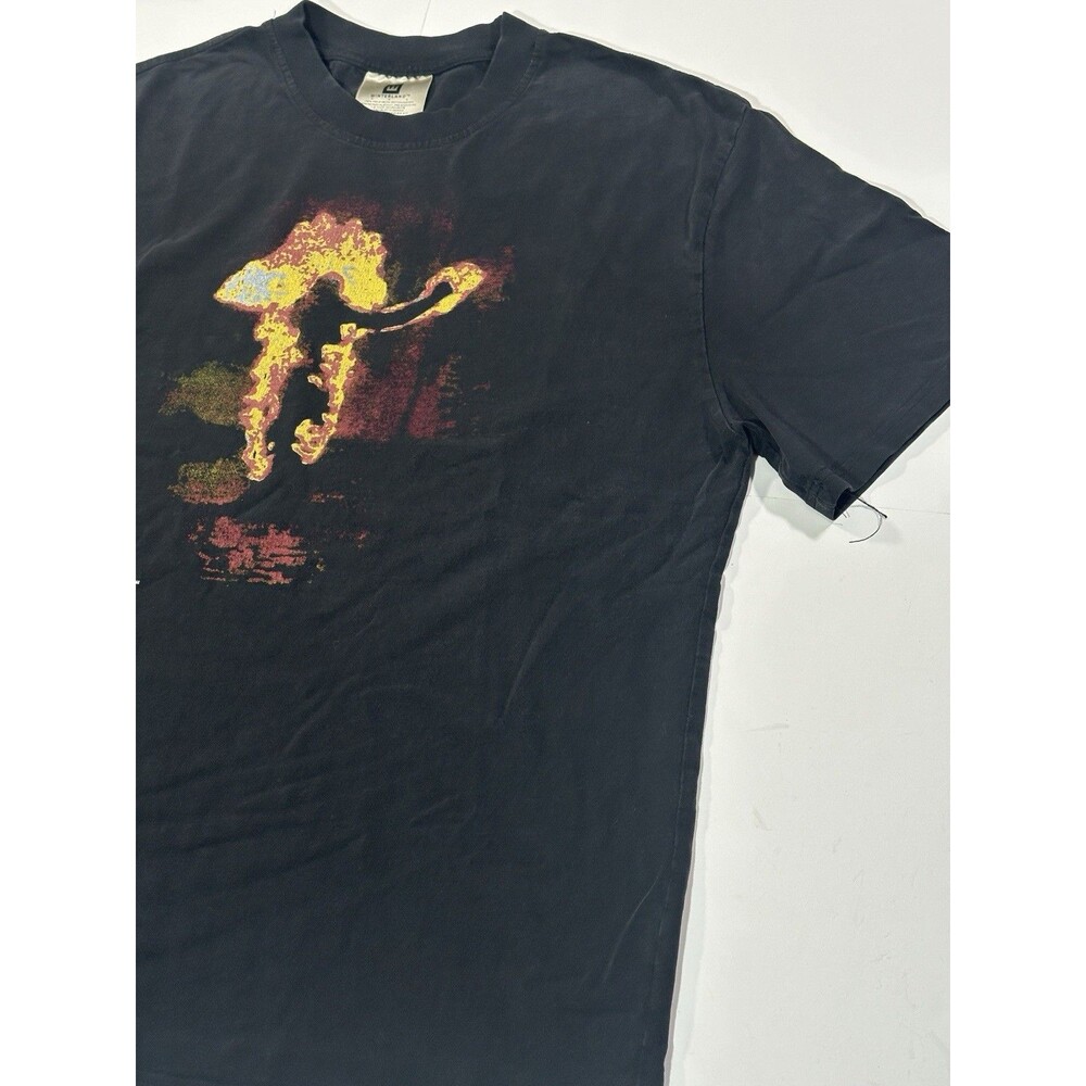 Vintage 90s Rammstein Burning Man T-Shirt Medium Blue Grape Black Band Fire RARE - Picture 9 of 12